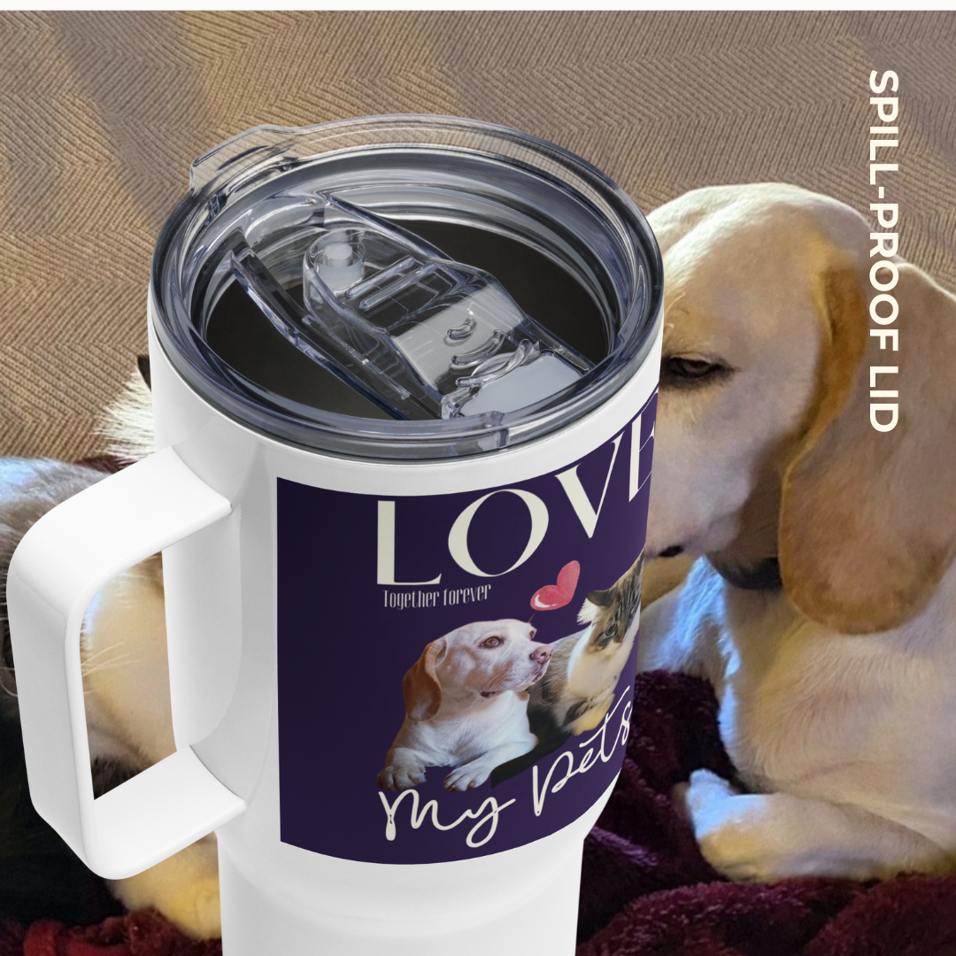Dog & Cat Friends, Travel mug with handle - Fitz & Willow
