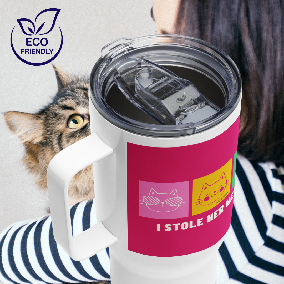 Cat’s Heart, Travel mug with handle - Fitz & Willow