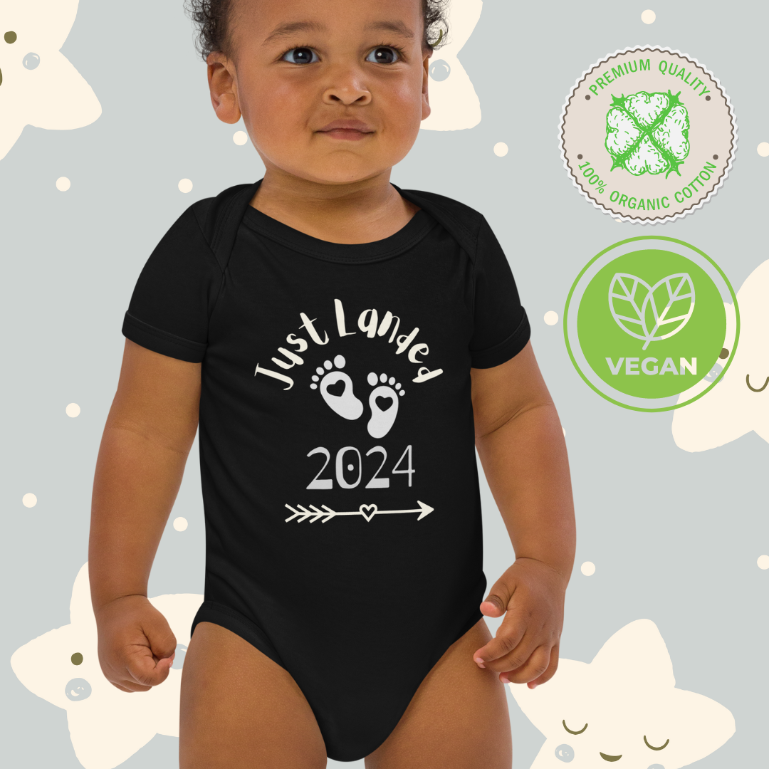 Just landed, Organic cotton baby bodysuit - Fitz & Willow