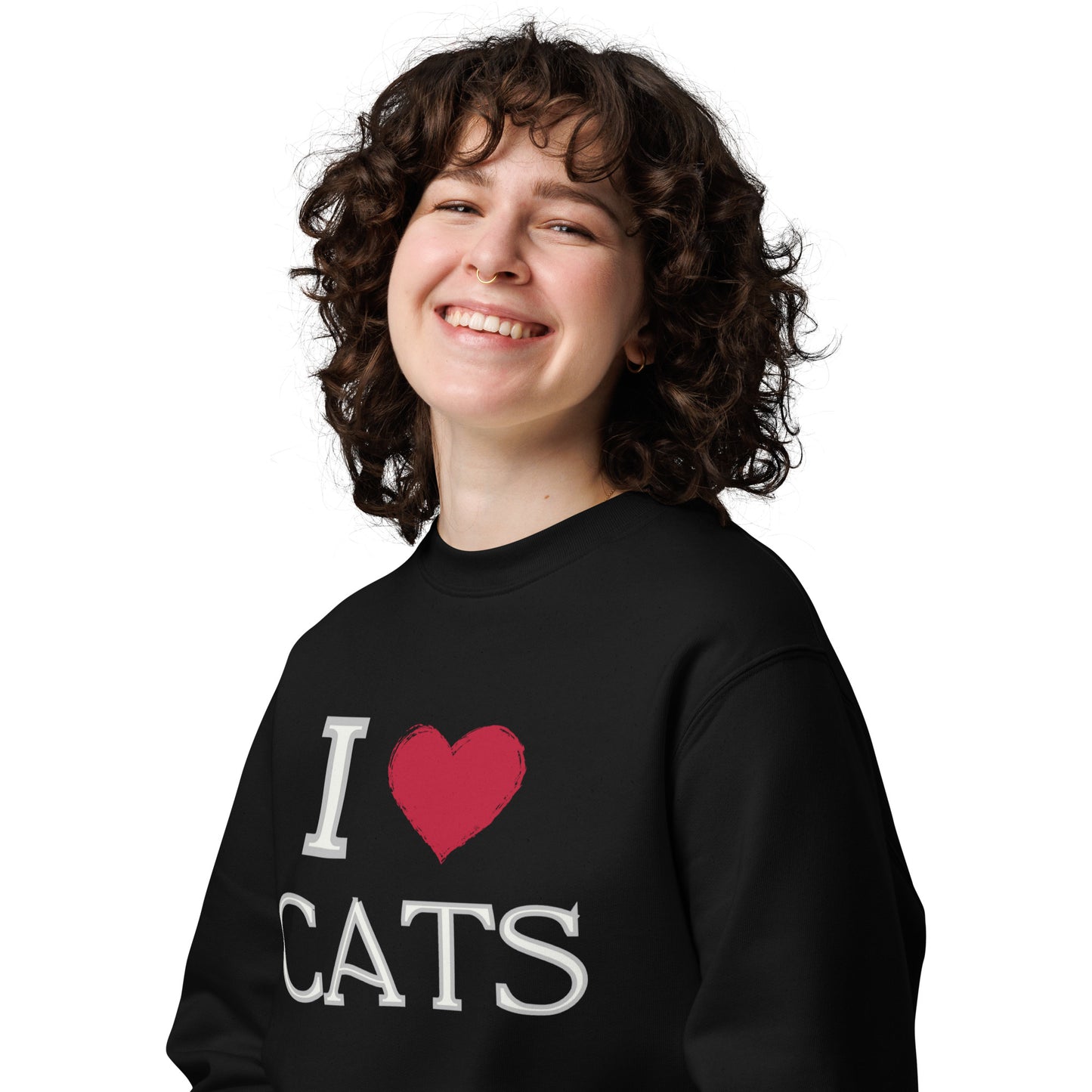 Ethical Vegan Sweatshirt - “I Love Cats” | Organic Cotton - Fitz & Willow