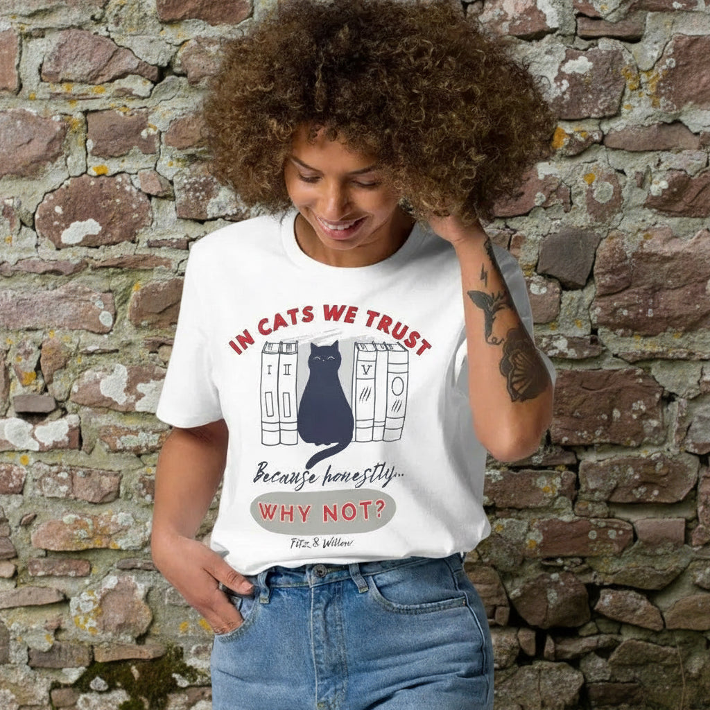 Cat lovers organic cotton t-shirt, white