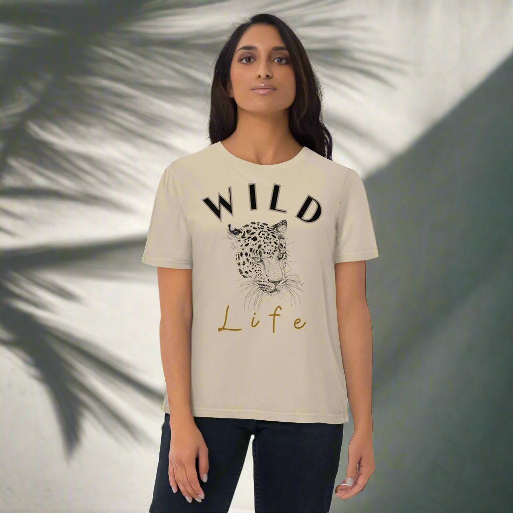 Leopard Graphic Organic Tee - “Wild Life” Quote - Fitz & Willow