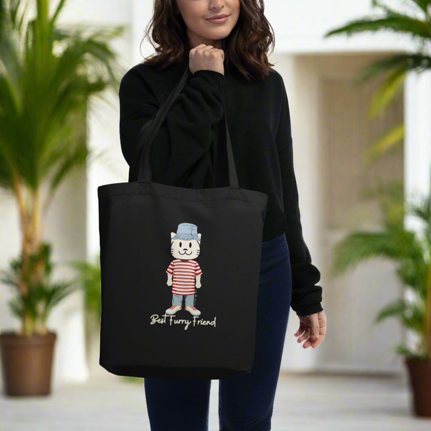 BFF, Sustainable Tote Bag with cat design - Fitz & Willow