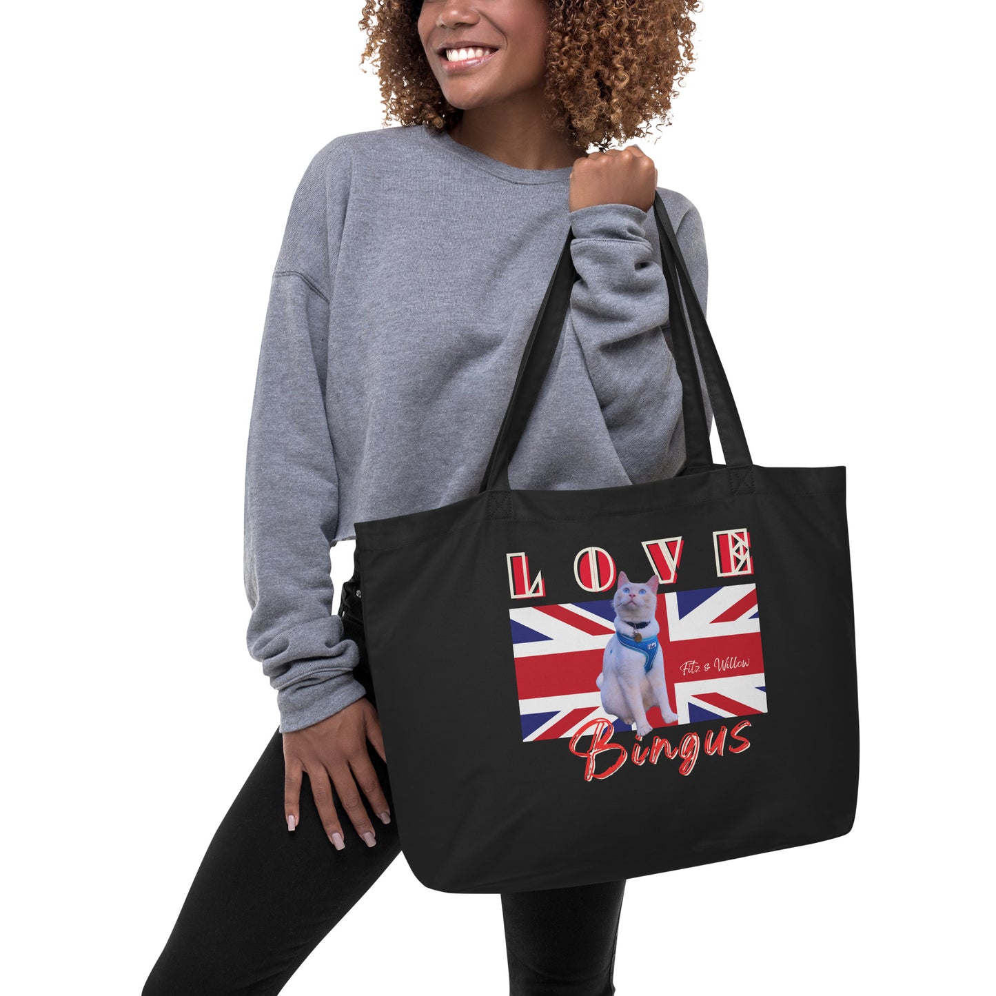 Bingus, the Siamese cat, Large organic tote bag - Fitz & Willow