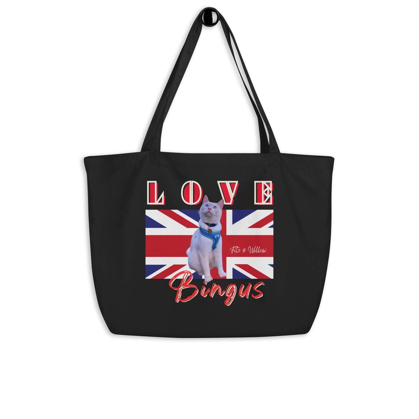 Bingus, the Siamese cat, Large organic tote bag - Fitz & Willow