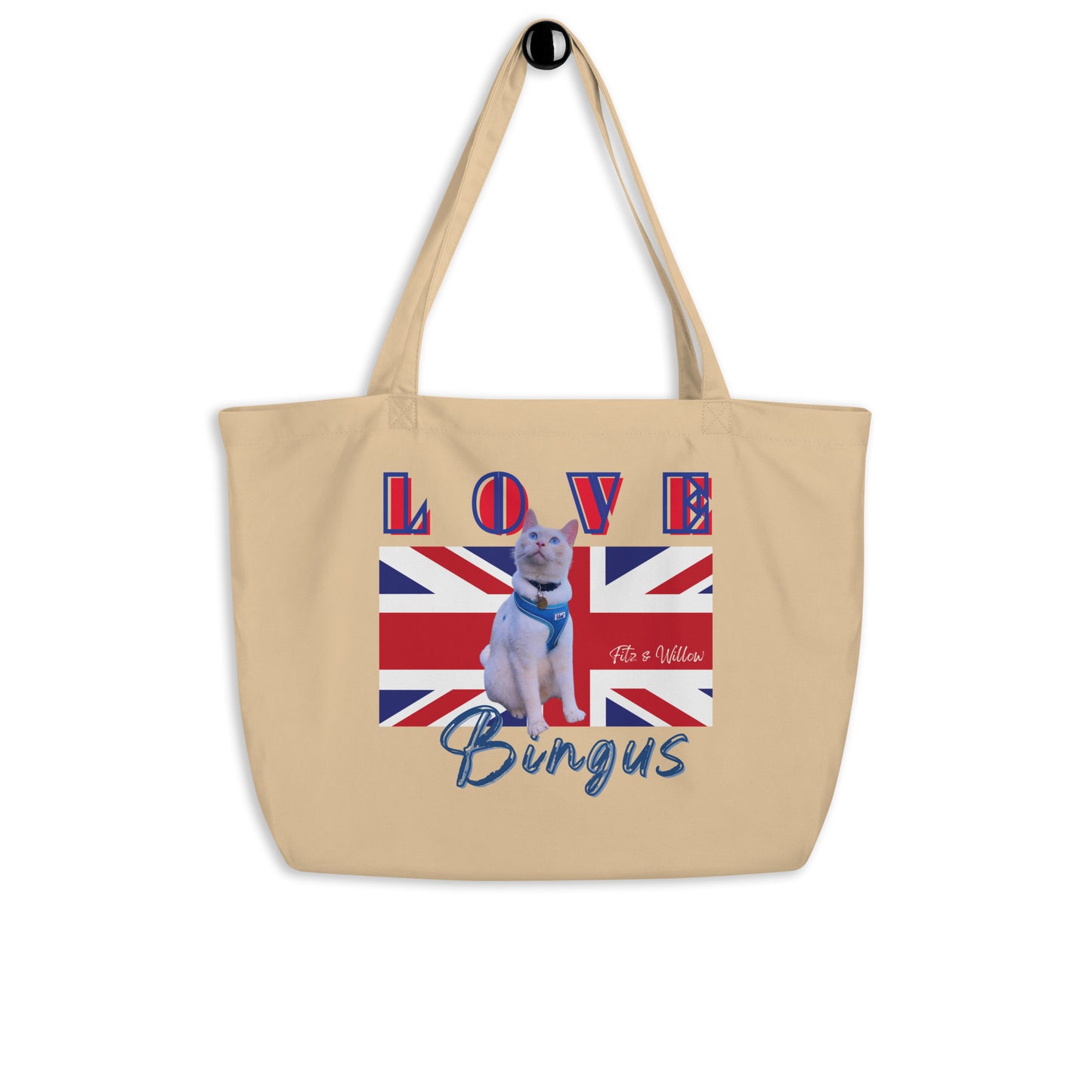 Bingus, the Siamese cat, Large organic tote bag - Fitz & Willow
