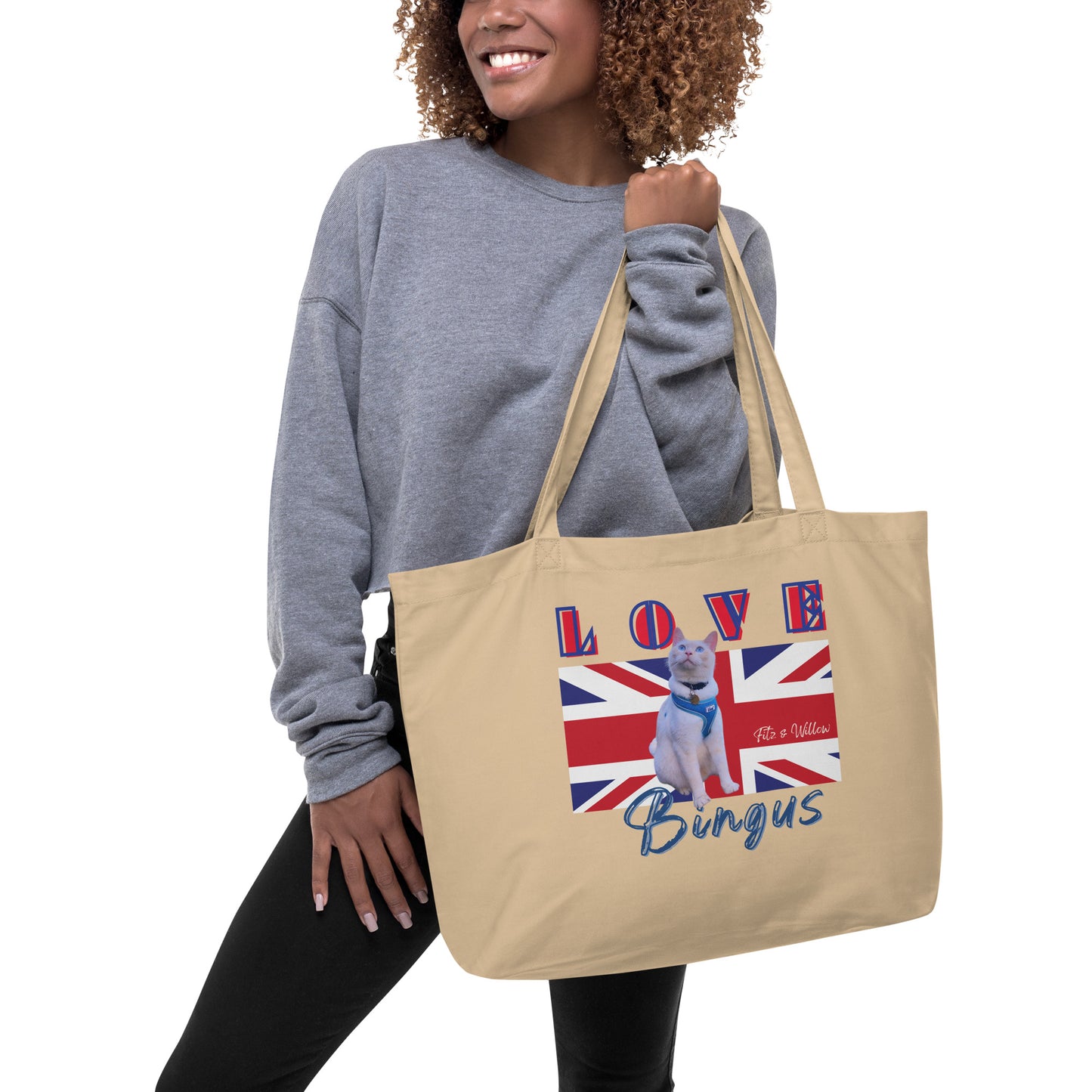 Bingus, the Siamese cat, Large organic tote bag - Fitz & Willow