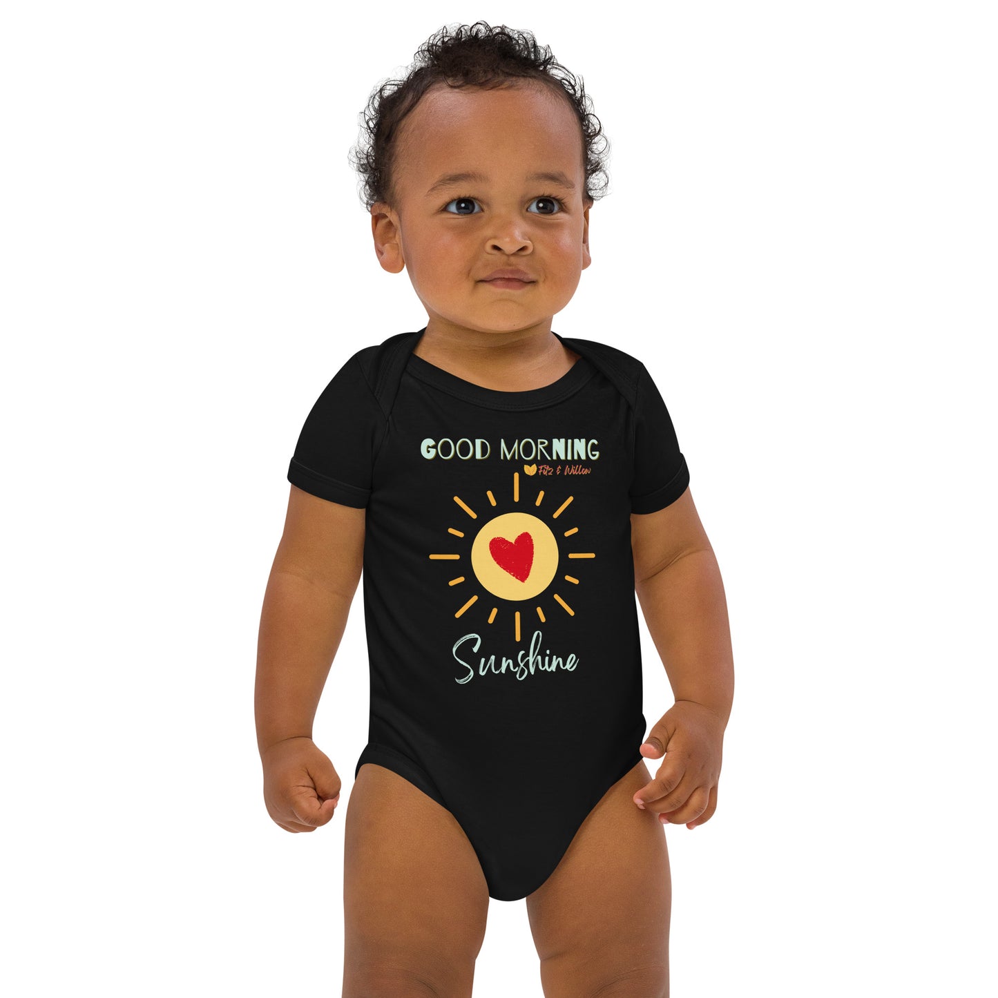Organic cotton baby bodysuit, Good morning Sunshine - Fitz & Willow