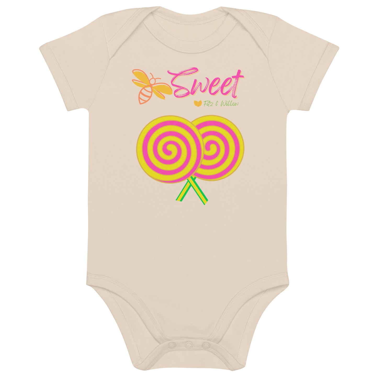 Organic cotton baby onesie, Sweet - Fitz & Willow