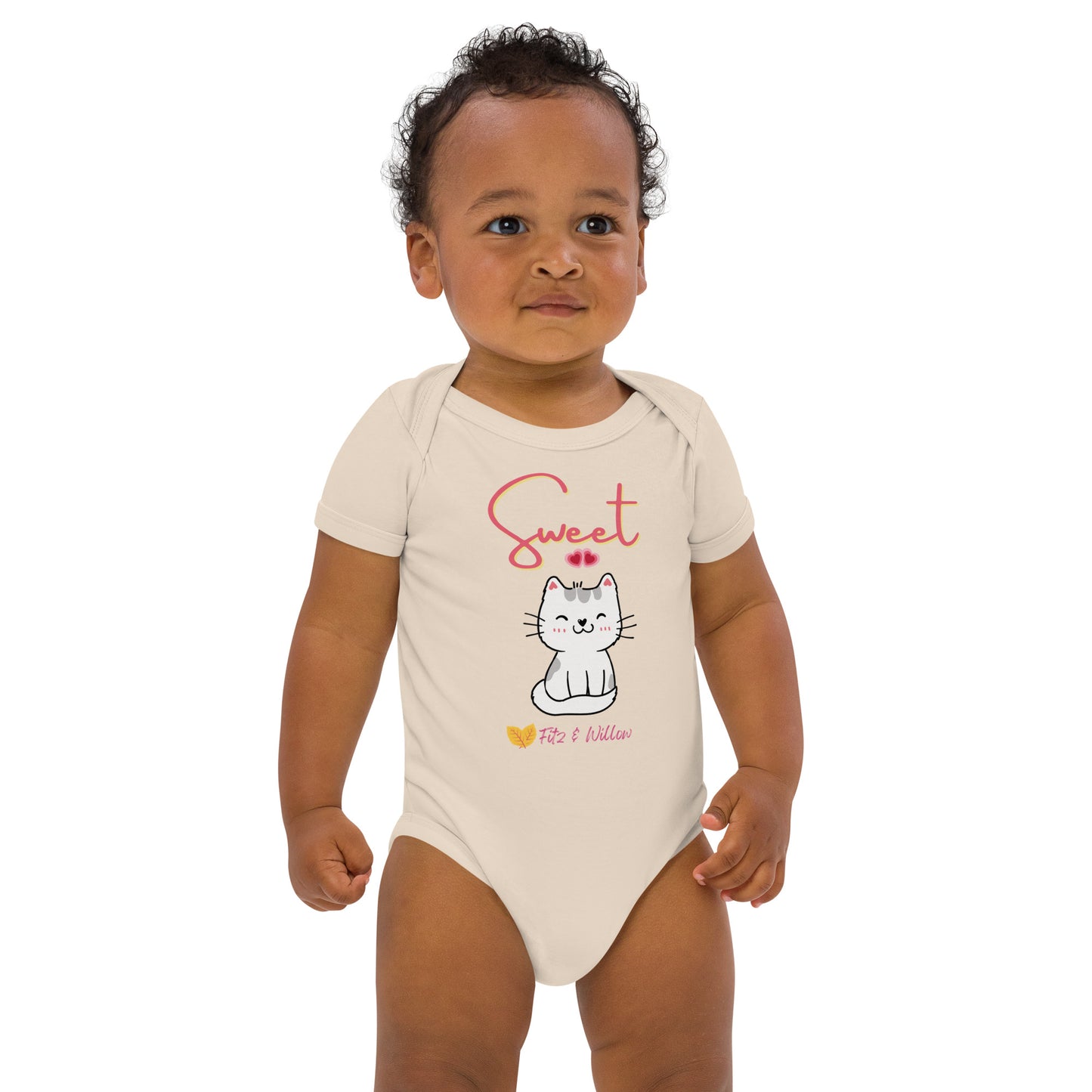 Organic cotton baby bodysuit, Sweet Lucia - Fitz & Willow - Fitz & Willow