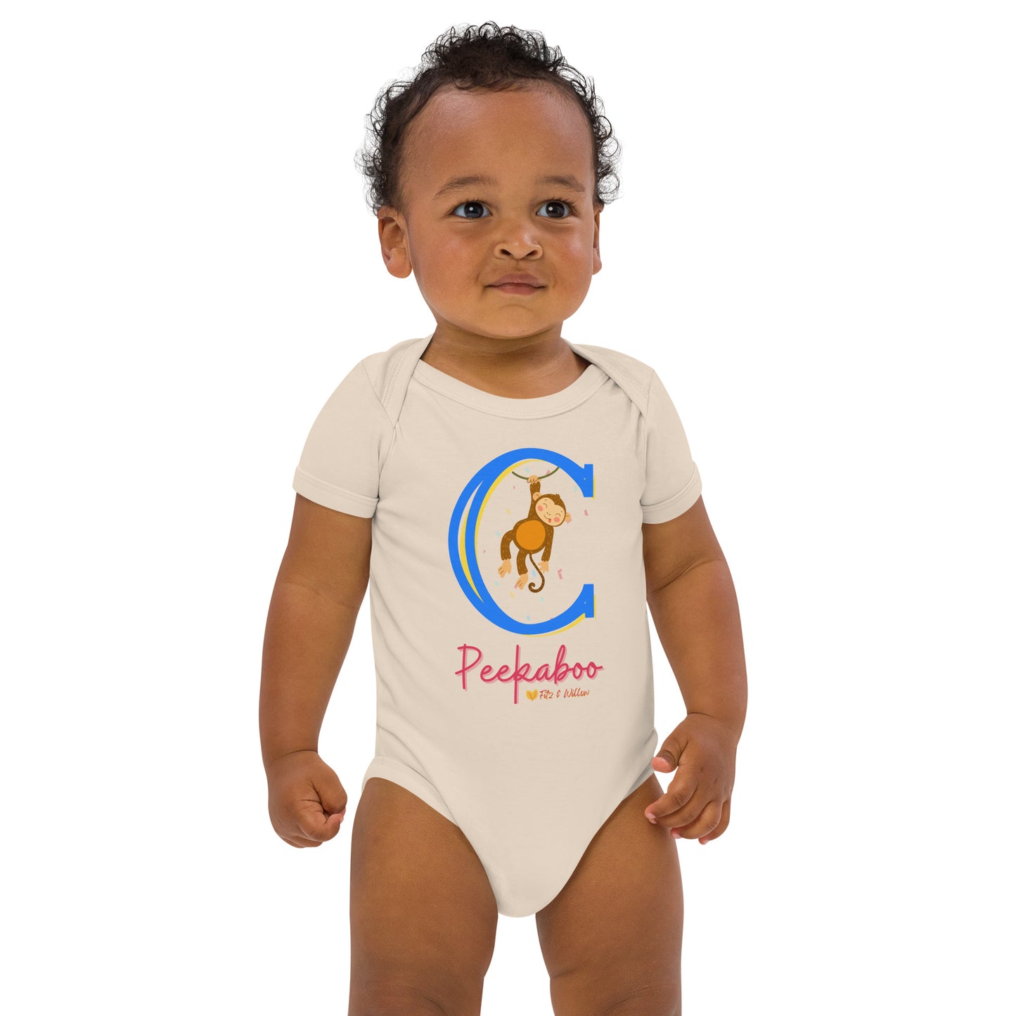 Organic cotton baby bodysuit, Letter C - Fitz & Willow - Fitz & Willow