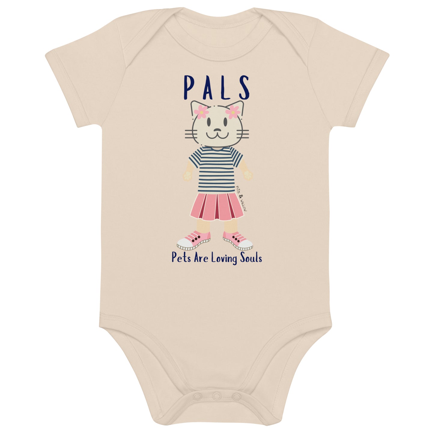PALS, Cat themed organic baby bodysuit - Fitz & Willow