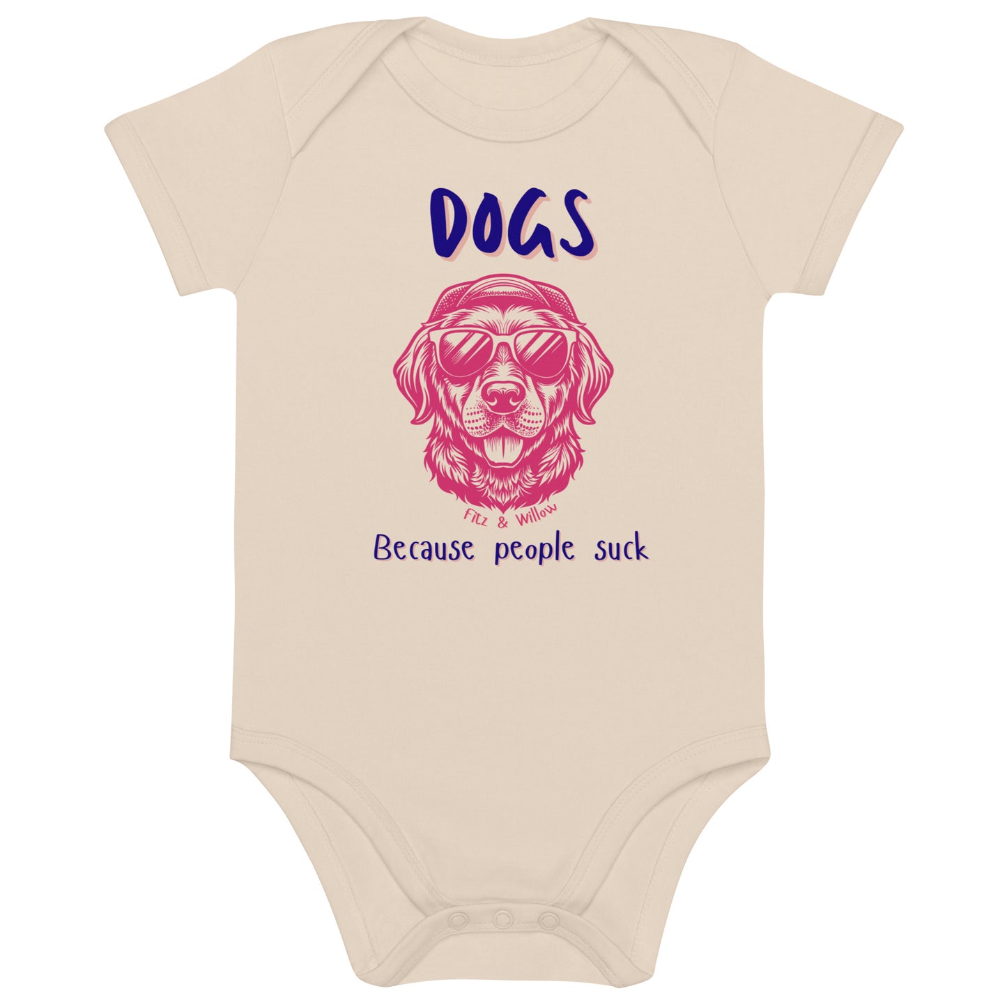 Dog lovers organic cotton newborn shortsleeved bodysuit, vegan - Fitz & Willow