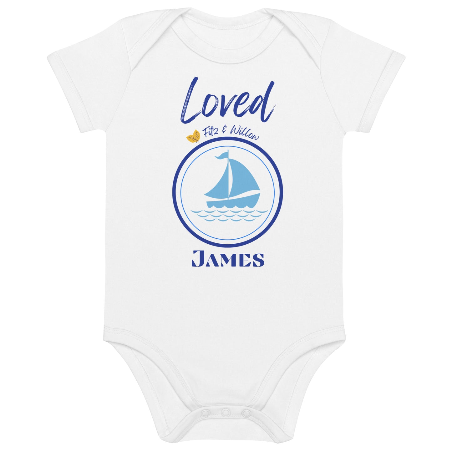 Organic cotton baby bodysuit, Loved James - Fitz & Willow - Fitz & Willow