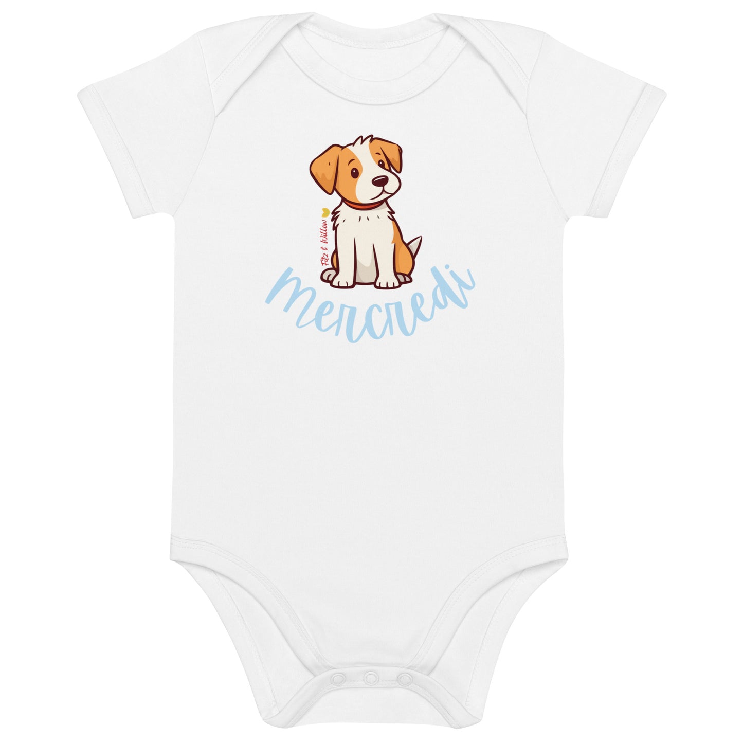Organic cotton baby onesie, Mercredi - Fitz & Willow