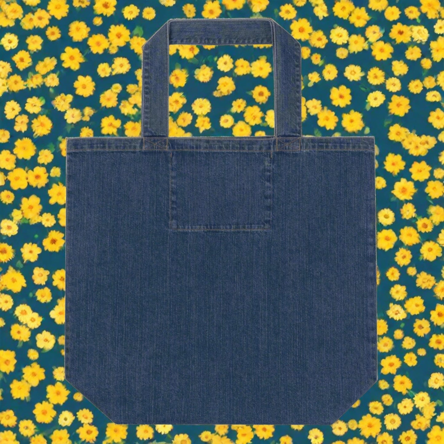 Funny cat, Organic denim tote bag - Fitz & Willow