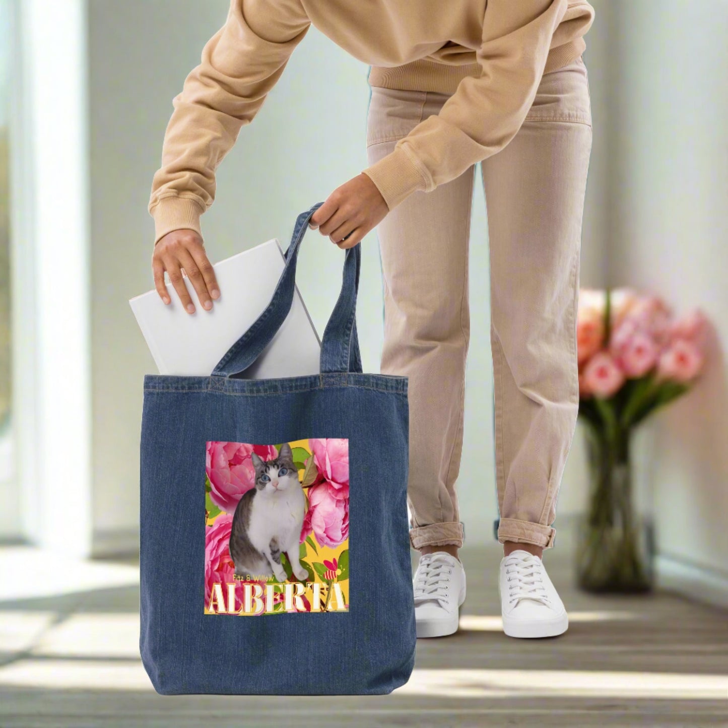 Alberta, Organic denim tote - Fitz & Willow
