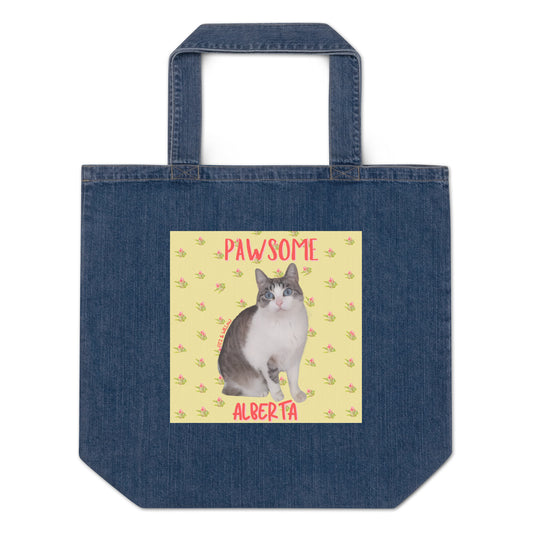 My cat Alberta, Organic denim tote bag - Fitz & Willow