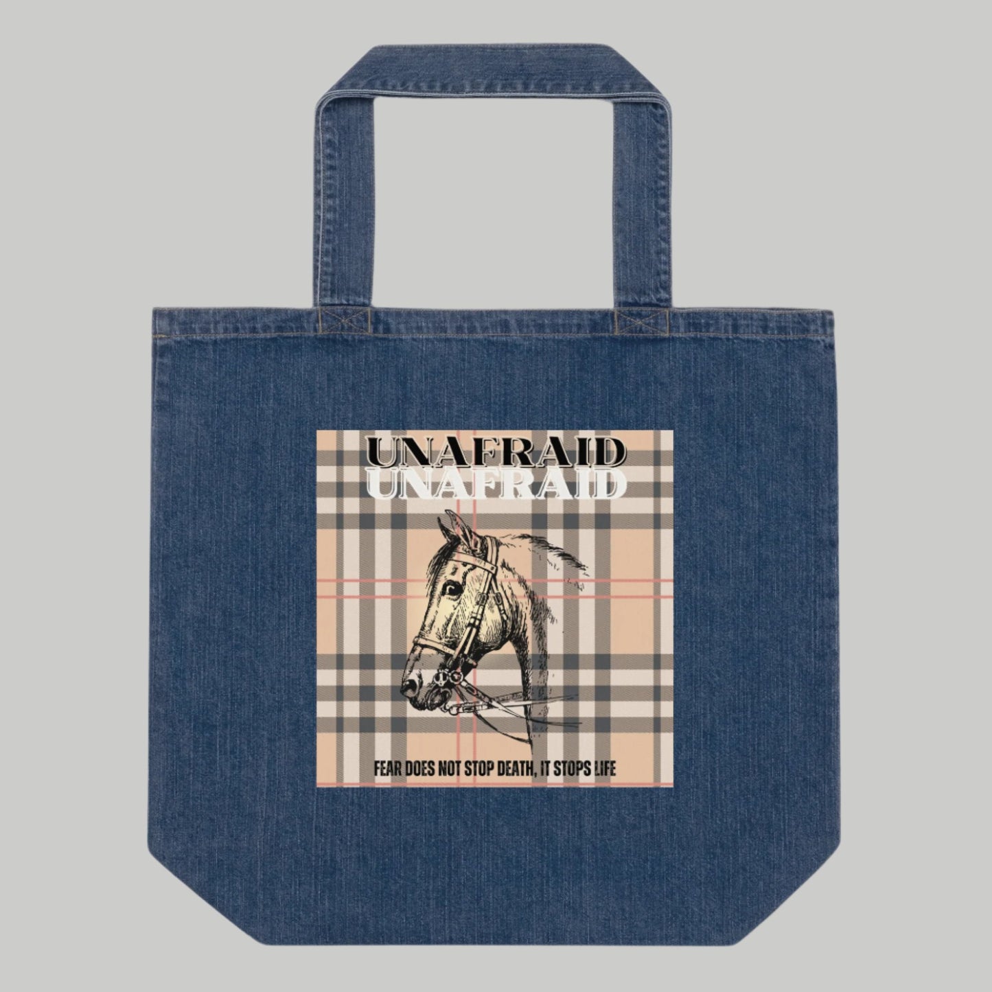 Organic Cotton Denim Tote Bag with Horse Print | Eco-Friendly - Fitz & Willow
