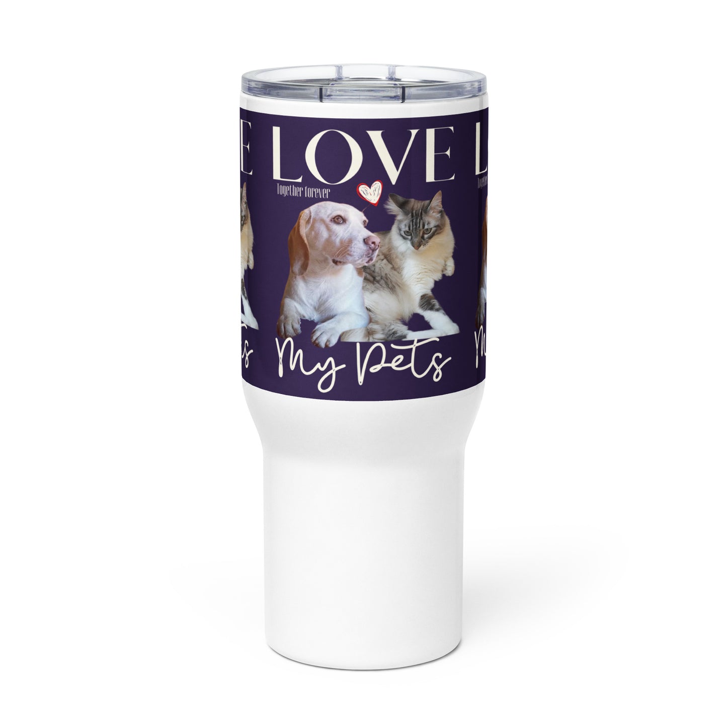 Cat & Dog Love, Travel mug with handle - Fitz & Willow