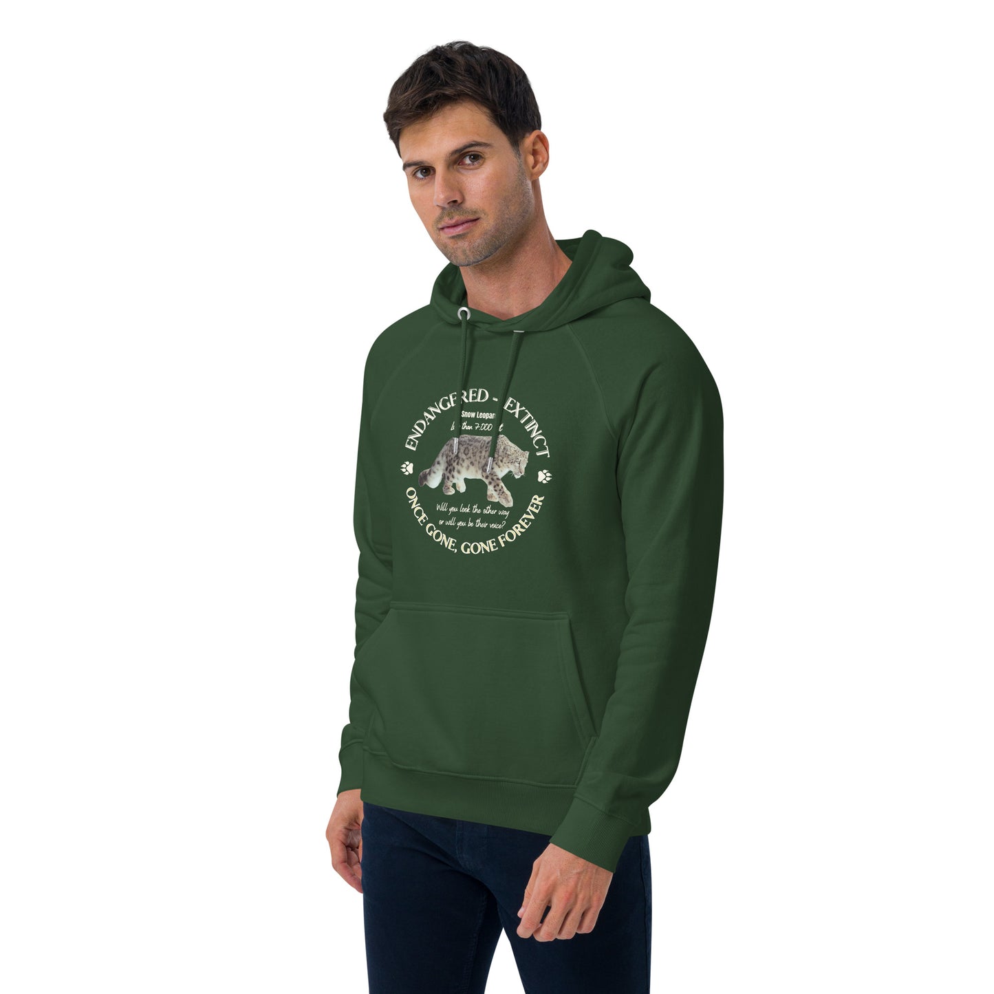 Save Snow Leopard, Unisex raglan hoodie - Fitz & Willow