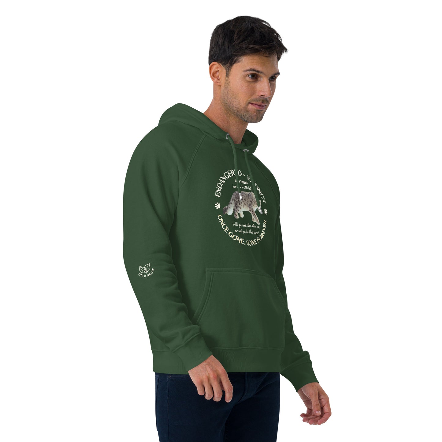 Save Snow Leopard, Unisex raglan hoodie - Fitz & Willow