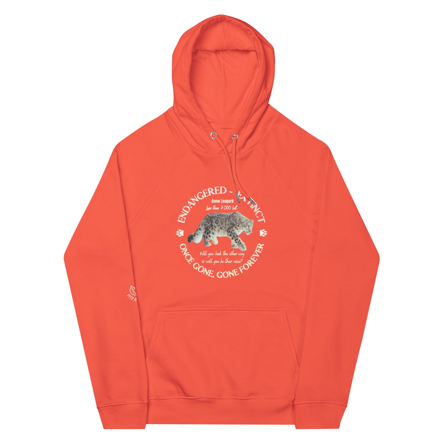 Save Snow Leopard, Unisex raglan hoodie - Fitz & Willow