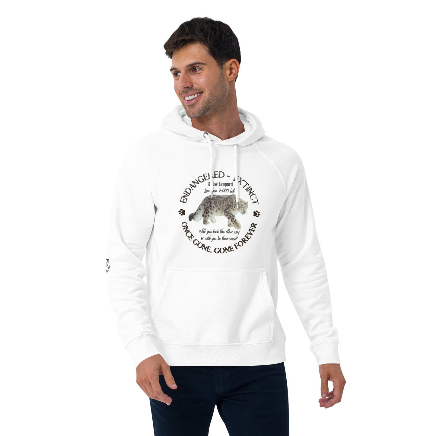 Save Snow Leopard, Unisex raglan hoodie - Fitz & Willow