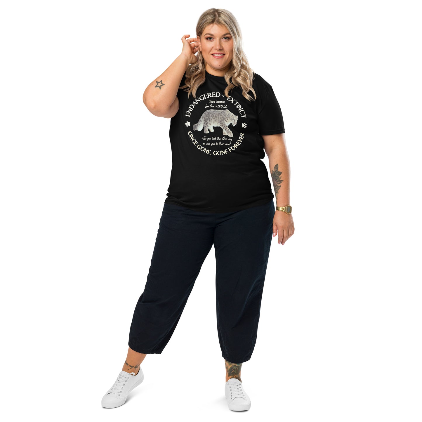 Unisex organic cotton t-shirt, Snow Leopard's voice - Fitz & Willow