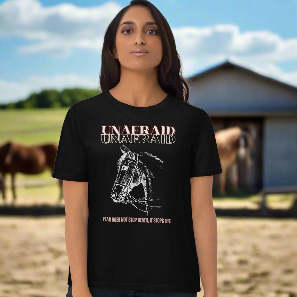 Vegan Organic Cotton Horse T-Shirt - 'Unafraid' Quote - Fitz & Willow
