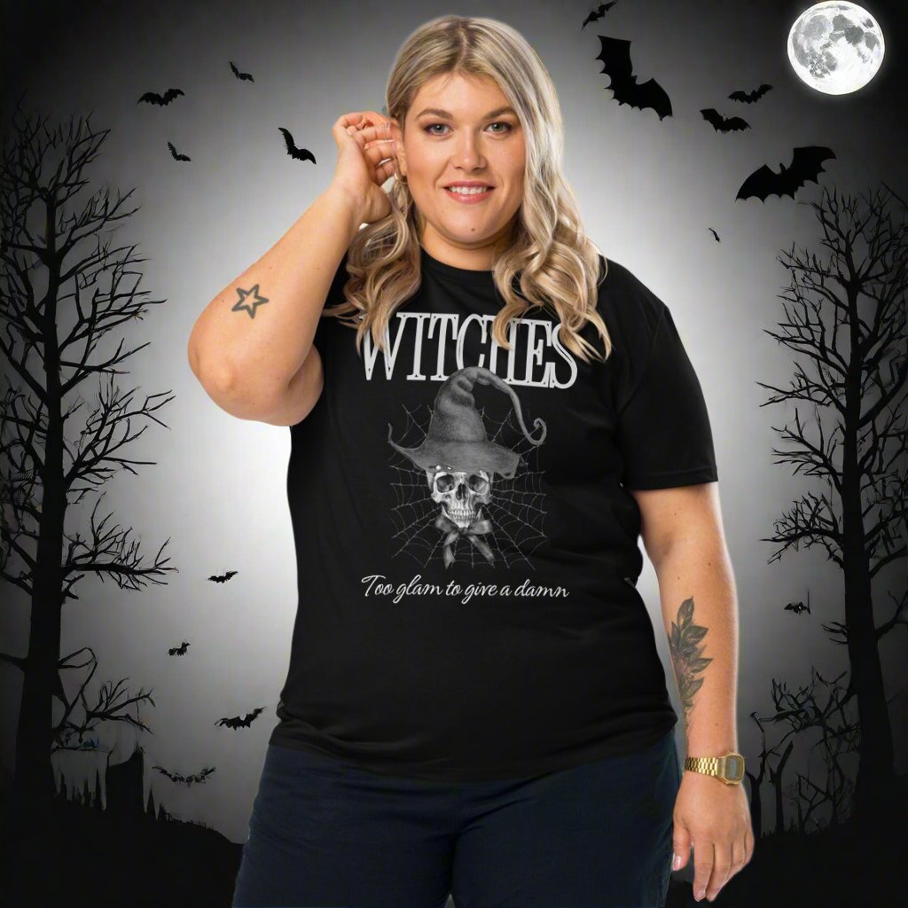 Organic Cotton Witch T-Shirt - Vegan Halloween Skull Design - Fitz & Willow