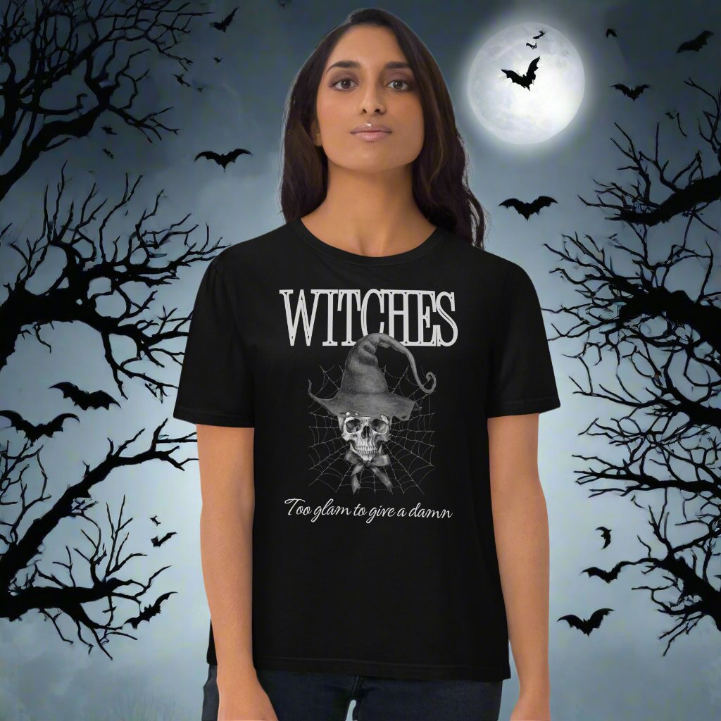 Organic Cotton Witch T-Shirt - Vegan Halloween Skull Design - Fitz & Willow
