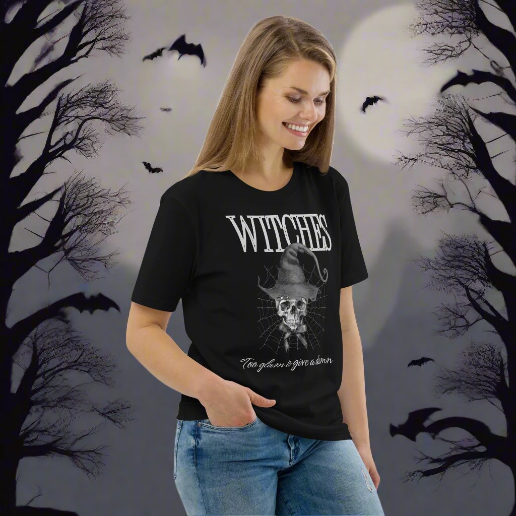 Organic Cotton Witch T-Shirt - Vegan Halloween Skull Design - Fitz & Willow