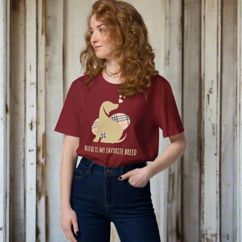 Vegan Organic Cotton Dog T-Shirt - 'Rescue Is My Favorite Breed' - Fitz & Willow