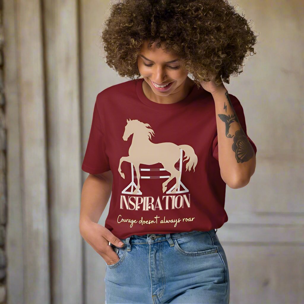 Vegan Organic Cotton Horse Print Tee with 'Inspiration' Quote - Fitz & Willow