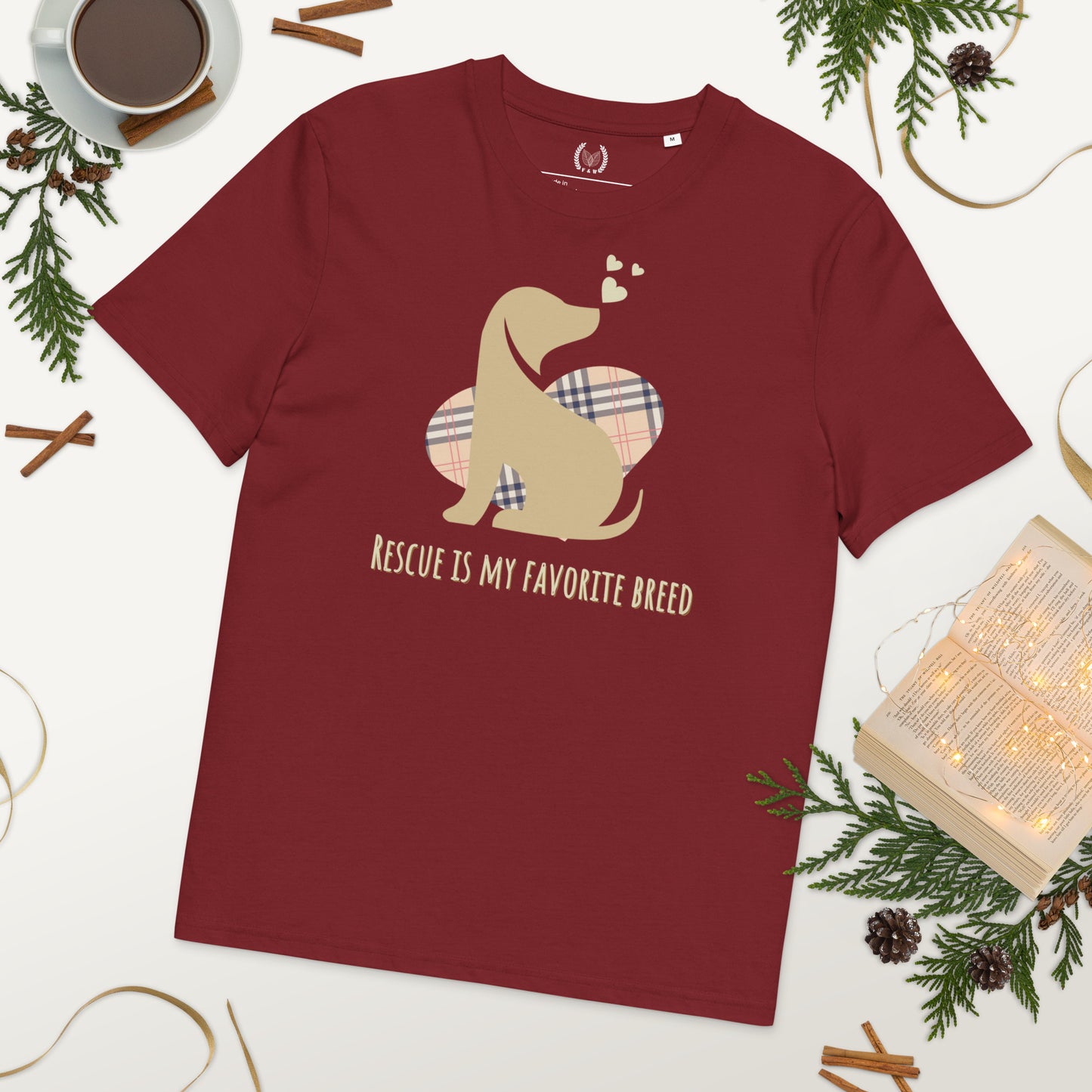 Vegan Organic Cotton Dog T-Shirt - 'Rescue Is My Favorite Breed' - Fitz & Willow