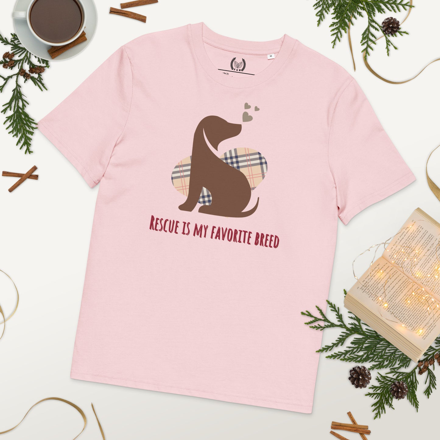 Vegan Organic Cotton Dog T-Shirt - 'Rescue Is My Favorite Breed' - Fitz & Willow