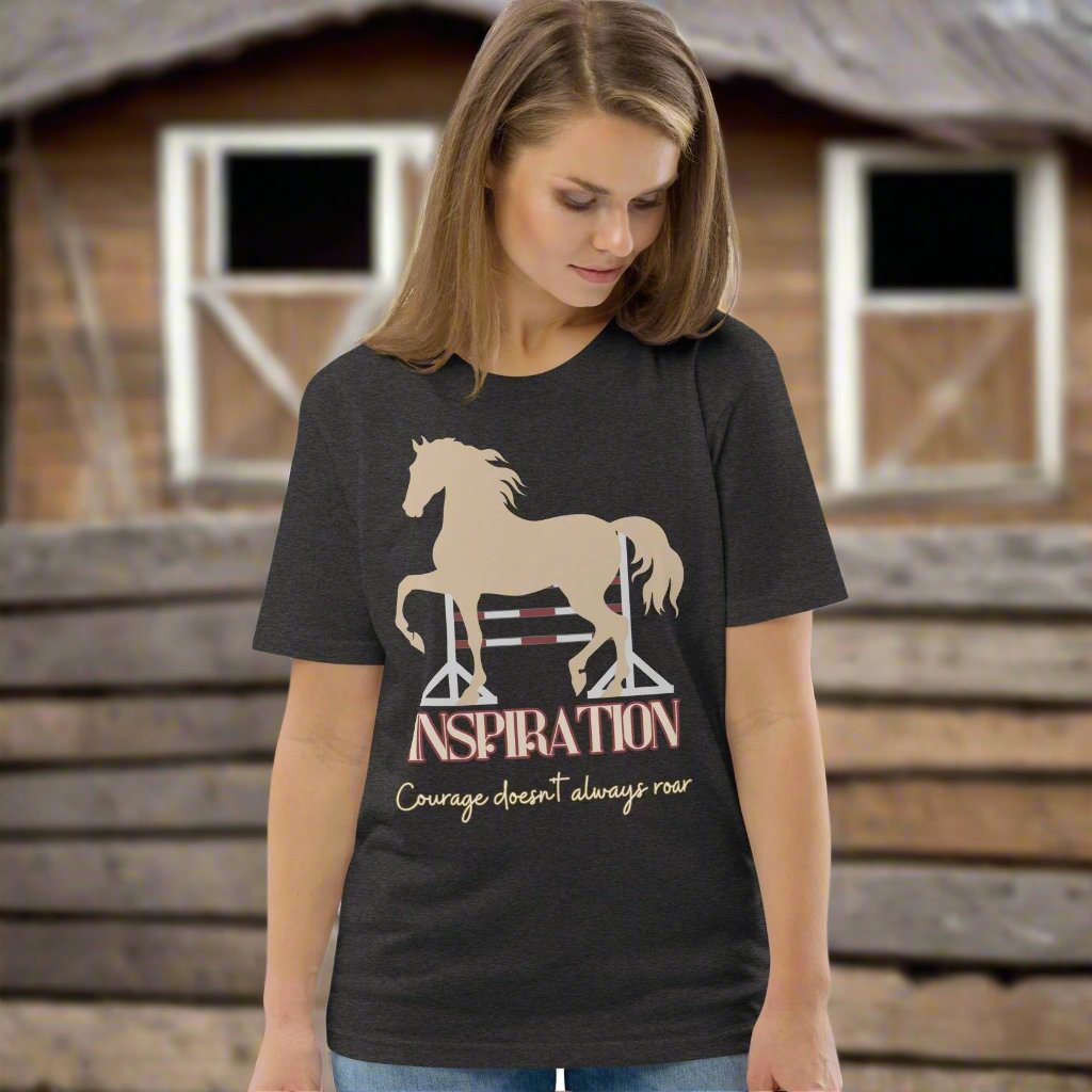 Vegan Organic Cotton Horse Print Tee with 'Inspiration' Quote - Fitz & Willow