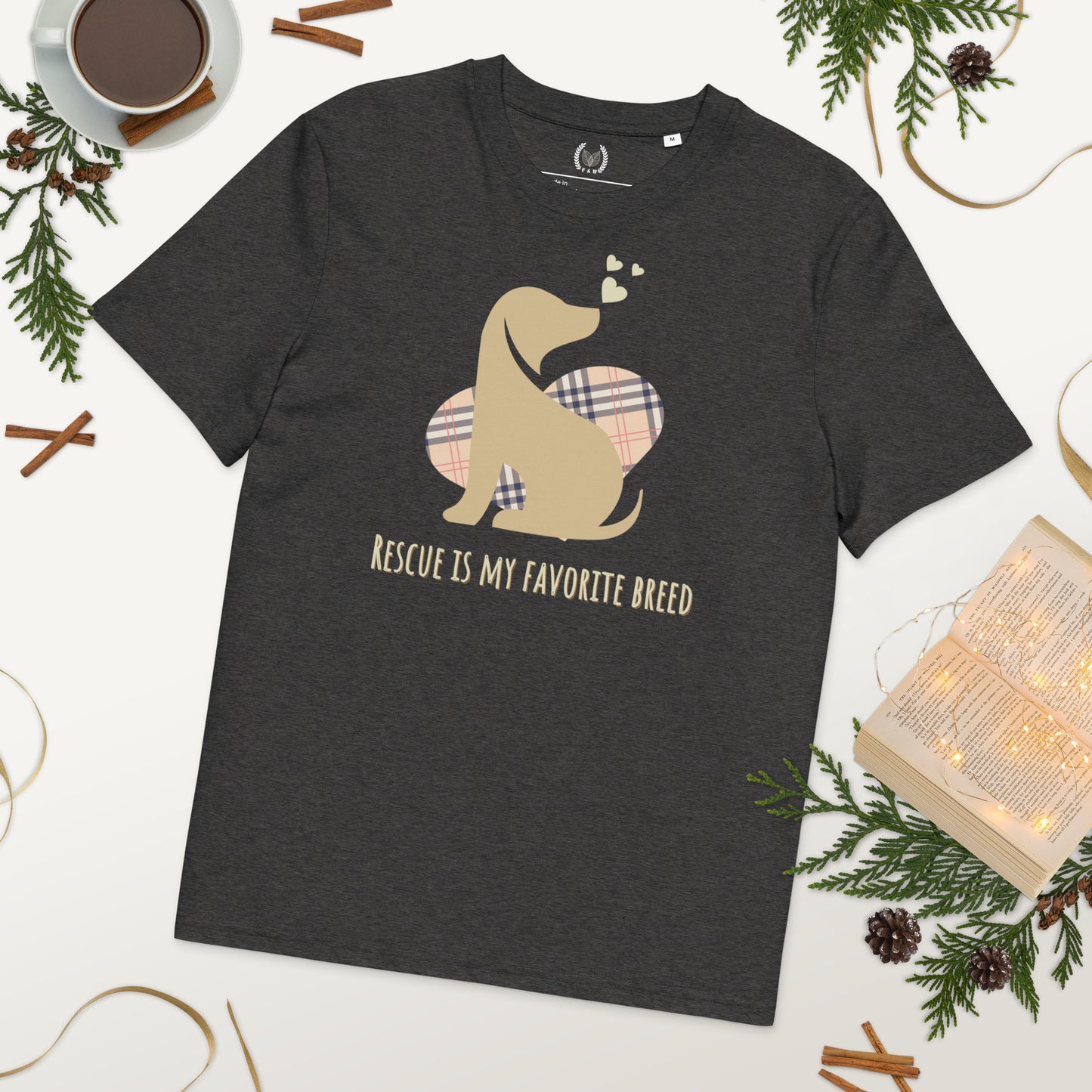 Vegan Organic Cotton Dog T-Shirt - 'Rescue Is My Favorite Breed' - Fitz & Willow
