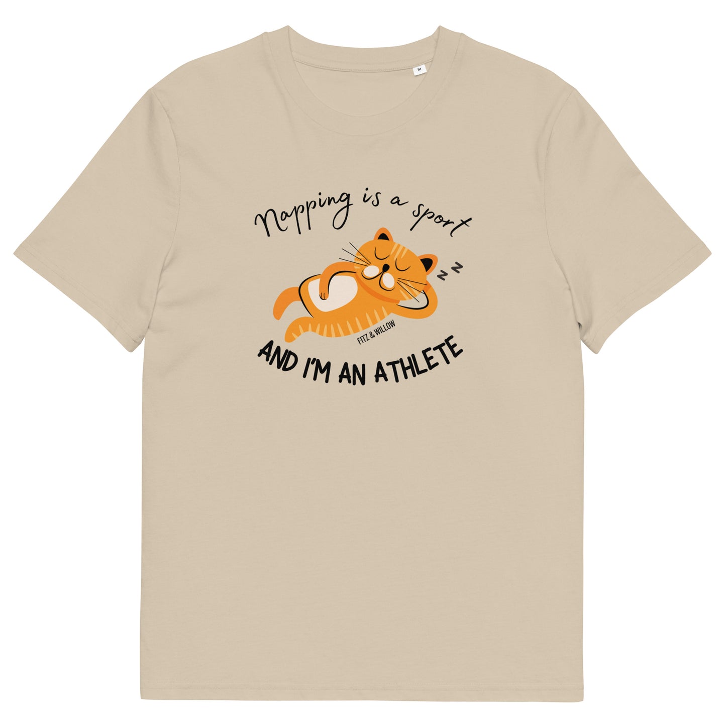Napping cat, organic cotton t-shirt - Fitz & Willow