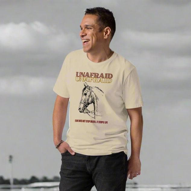 Vegan Organic Cotton Horse T-Shirt - 'Unafraid' Quote - Fitz & Willow