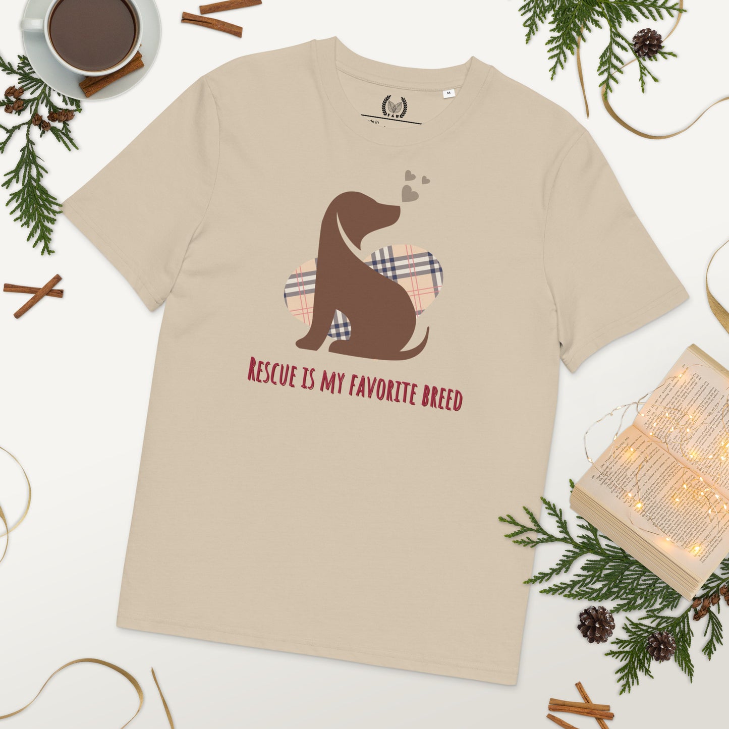Vegan Organic Cotton Dog T-Shirt - 'Rescue Is My Favorite Breed' - Fitz & Willow
