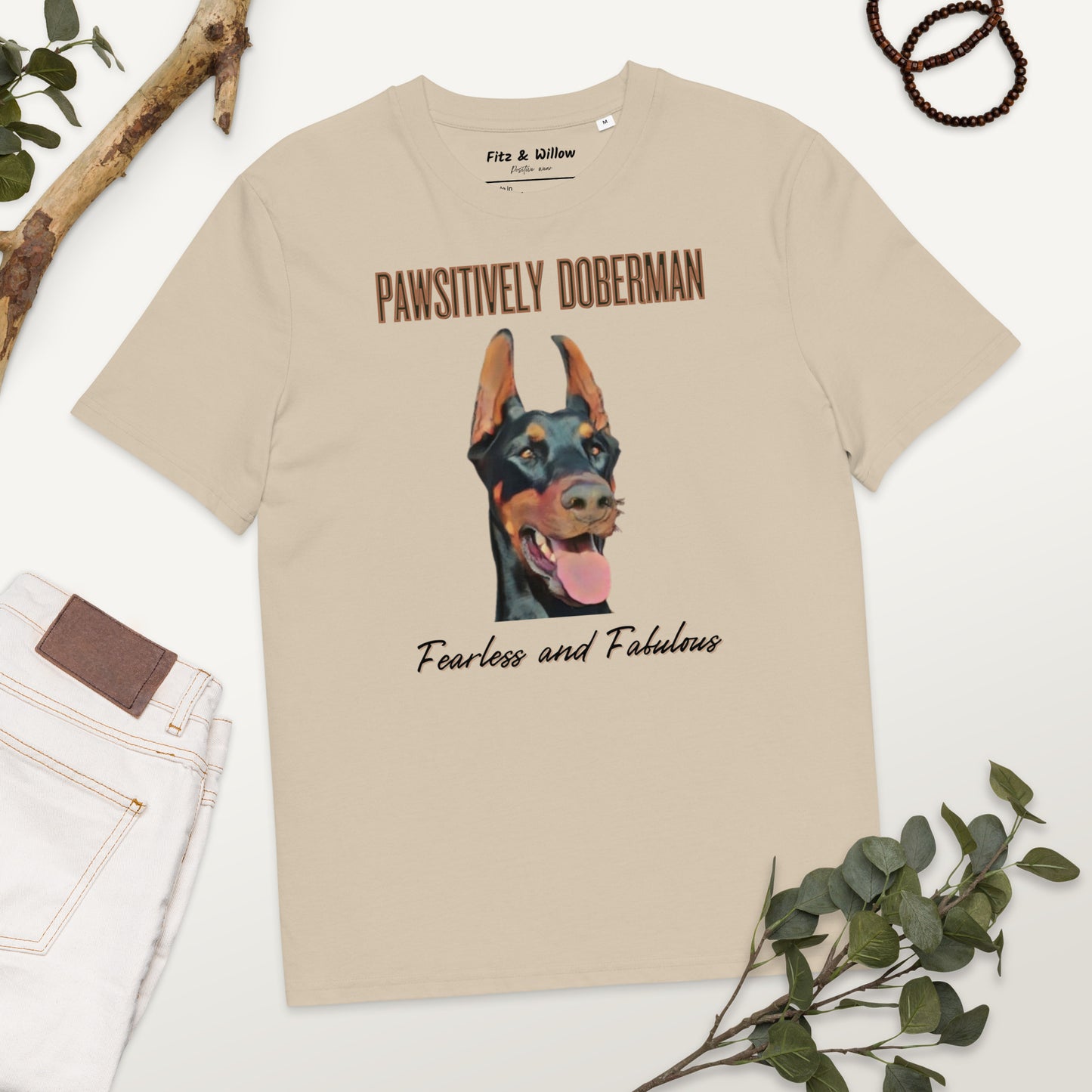Fearless & Fabulous Doberman T-Shirt | Organic Cotton, Vegan - Fitz & Willow