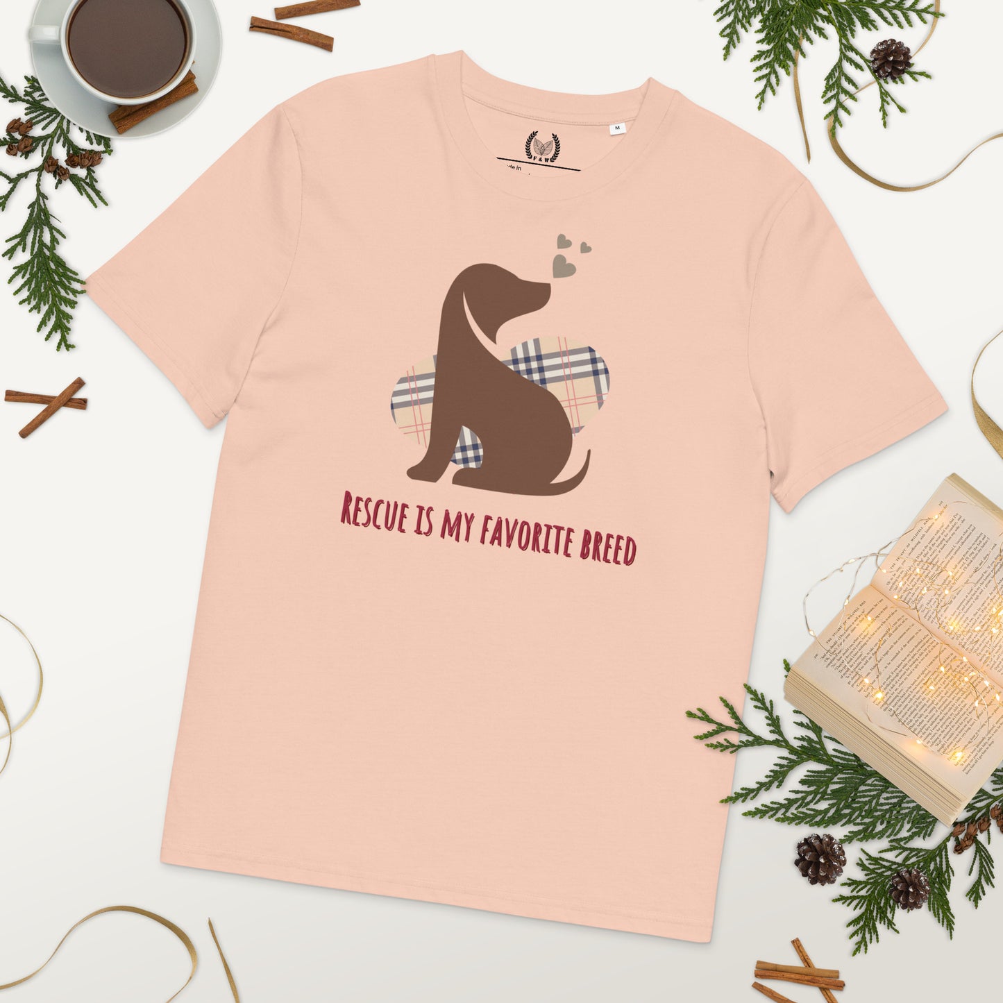 Vegan Organic Cotton Dog T-Shirt - 'Rescue Is My Favorite Breed' - Fitz & Willow