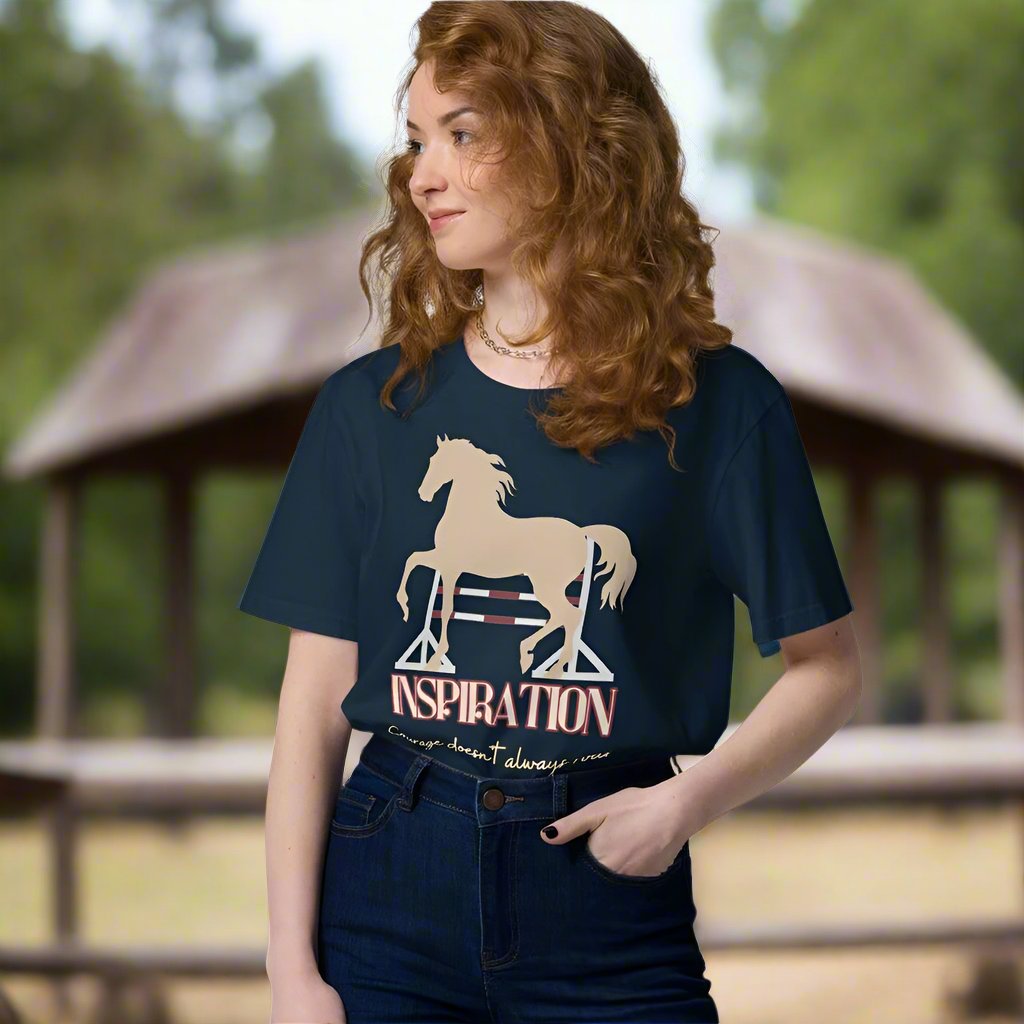 Vegan Organic Cotton Horse Print Tee with 'Inspiration' Quote - Fitz & Willow