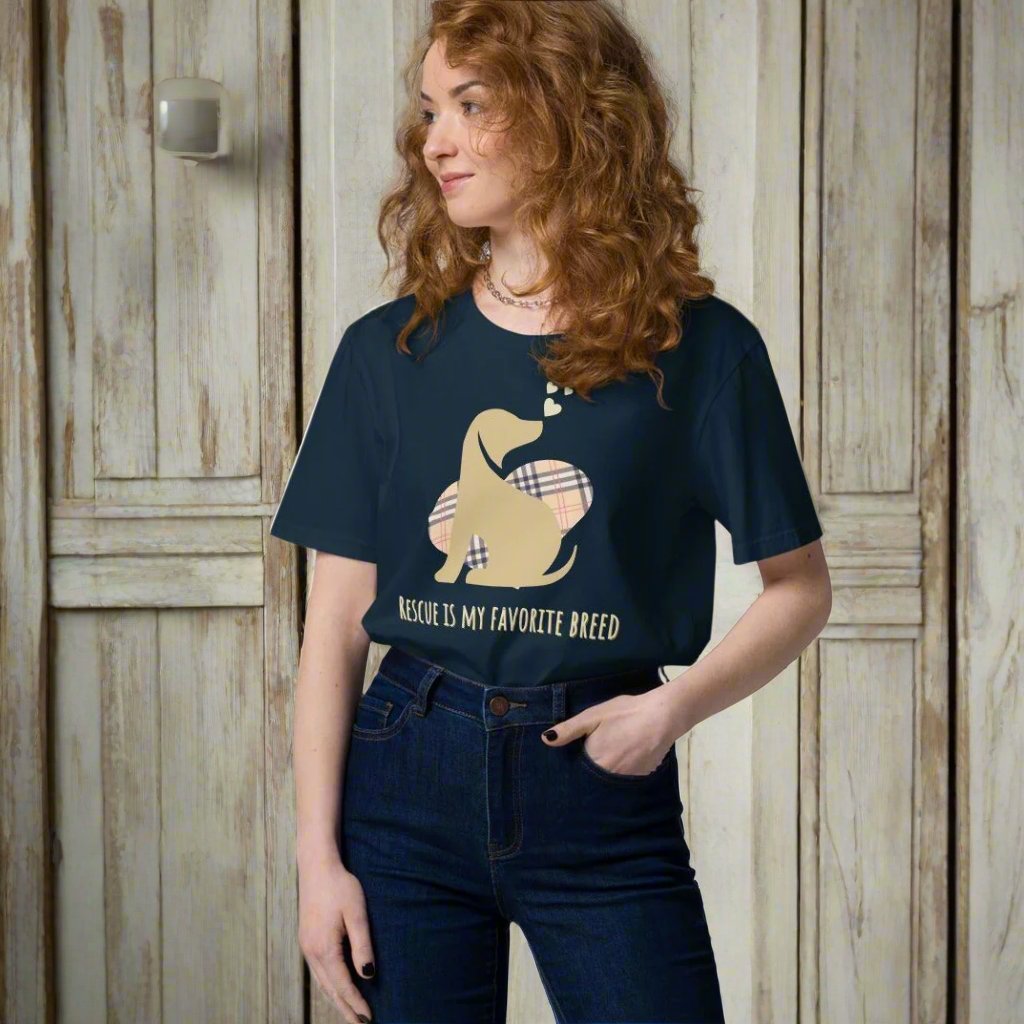 Vegan Organic Cotton Dog T-Shirt - 'Rescue Is My Favorite Breed' - Fitz & Willow