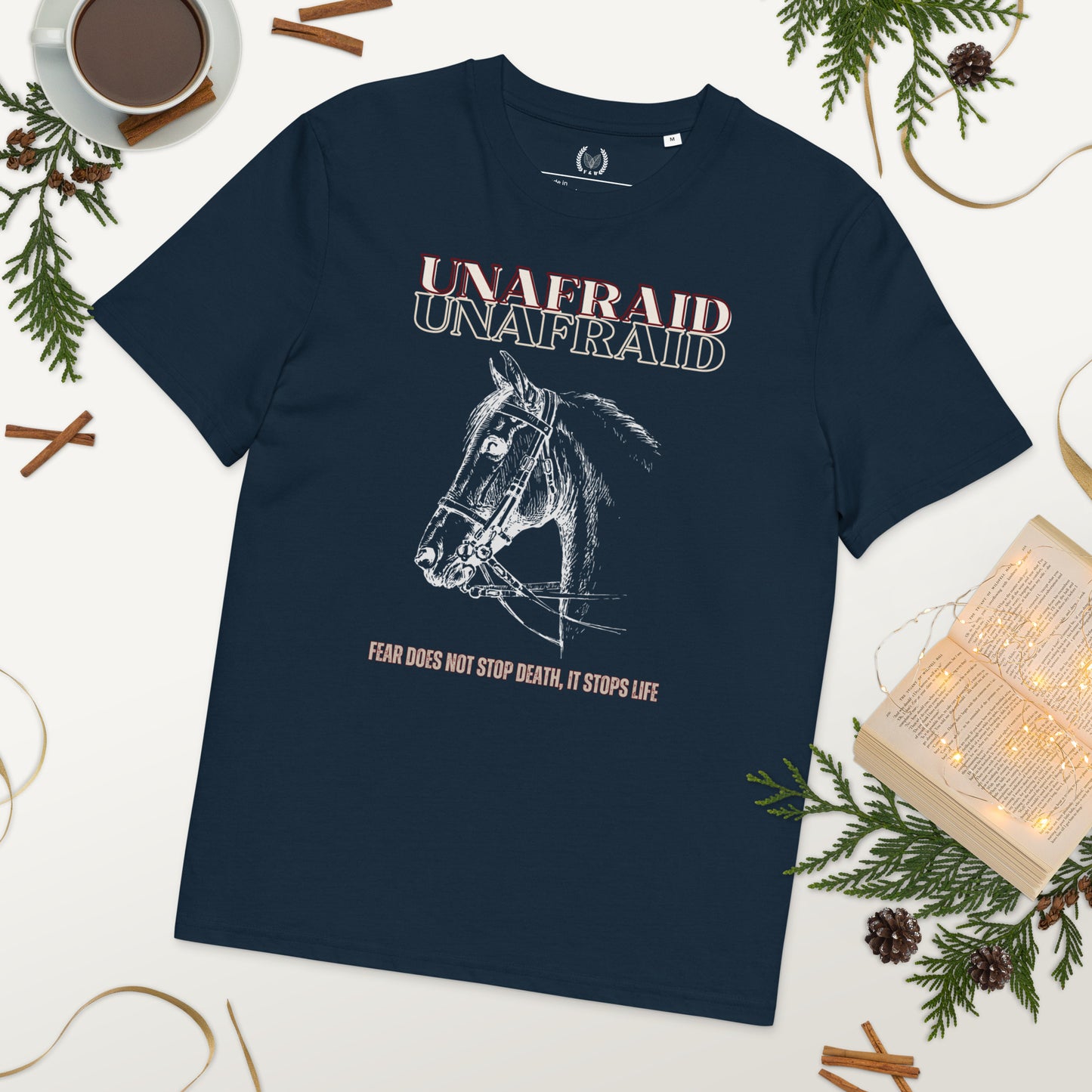 Vegan Organic Cotton Horse T-Shirt - 'Unafraid' Quote - Fitz & Willow