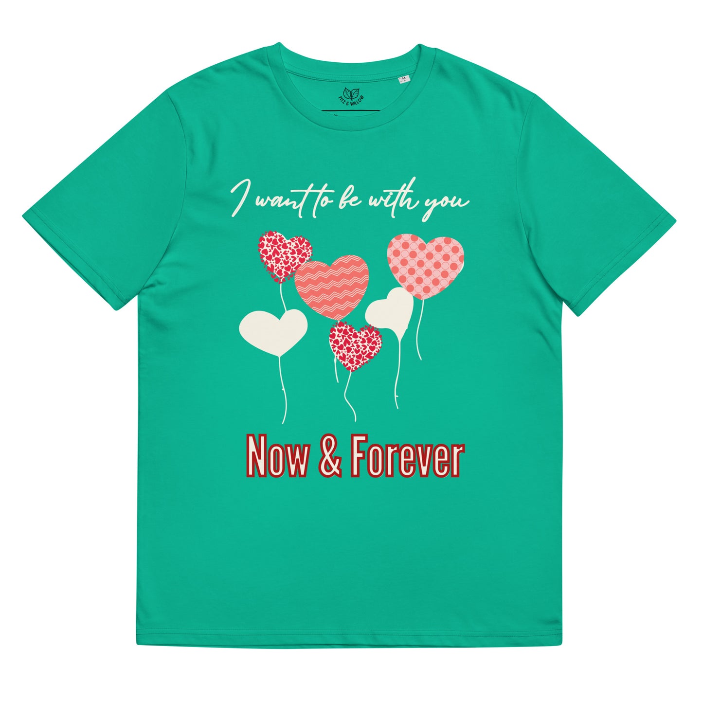 Unisex organic t-shirt, love balloon hearts and quote print - Fitz & Willow