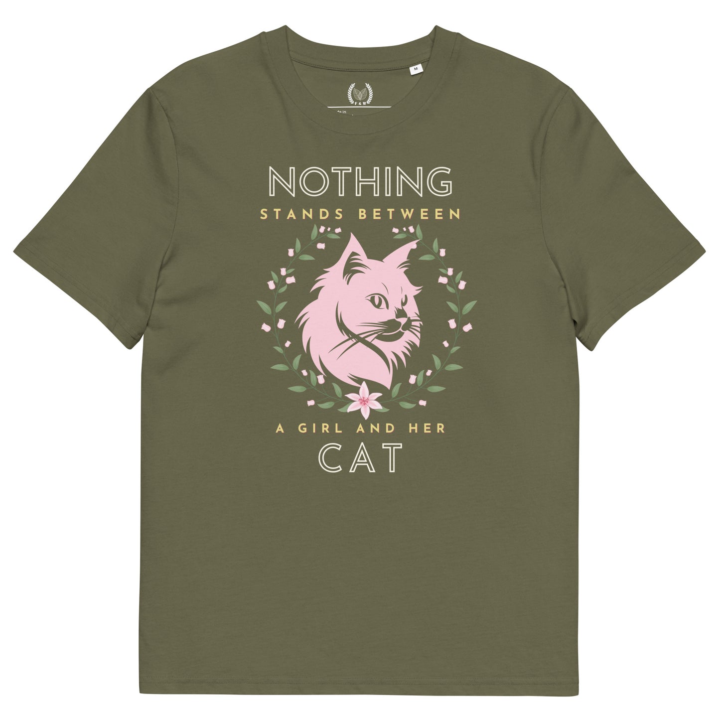 Eco-friendly t-shirt with cat print, Nothing Stands Between - Fitz & Willow