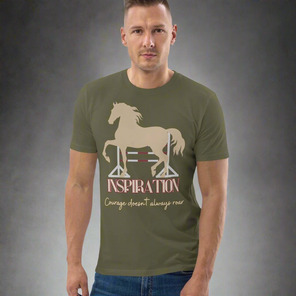 Vegan Organic Cotton Horse Print Tee with 'Inspiration' Quote - Fitz & Willow